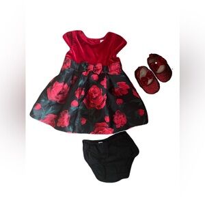 Christmas Dress with H&M Shimmering Burgundy Baby Shoes